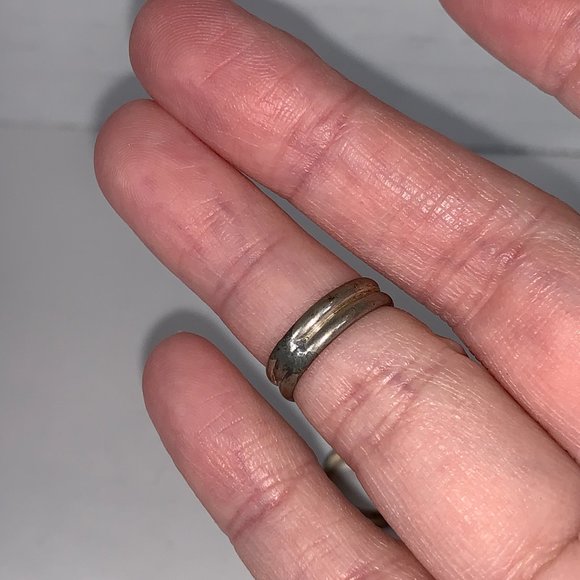 Sterling Silver Thick Double Band Ring, Size 3 1/4 - Picture 4 of 7